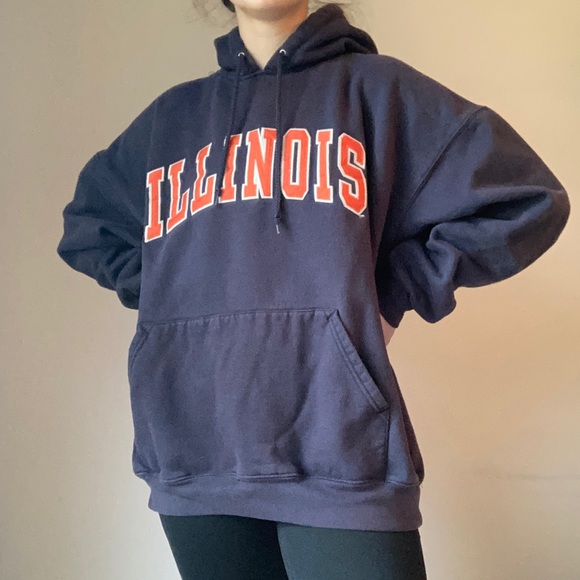 AS Sports Other - Navy Blue + Orange Oversized University of Illinois Hooded Sweatshirt
